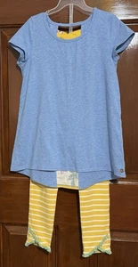 Matilda Jane Mädchen Shirt & Legging Set blau gelb mit Rosen Größe 12 - Bild 1 von 6