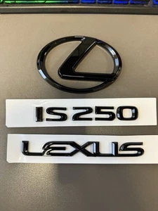 Gloss Black Emblem Badge Trunk Logo Fits 2006-13 Lexus IS250 2010 2011 2012 2013 - Picture 1 of 2
