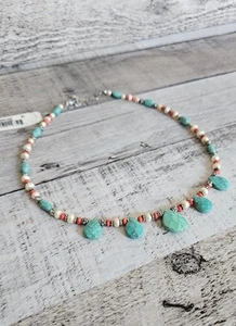 Monet Western Cowgirl Bohemian Style Turquoise Necklace NEW - Picture 1 of 6