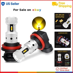 H8 H11 LED Fog Light Bulbs 3800 Lumens Golden Yellow Car Truck Replacement - Picture 1 of 9