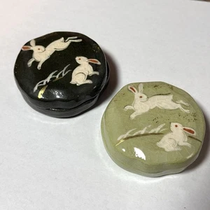 Rakuyaki Incense Combination Zodiac Rabbit Year of Rabbit Set of 2 - Picture 1 of 5