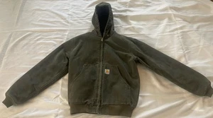 Vintage Carhartt Canvas Hooded Full Zip Jacket Youth/Kids Large Y06-MOS - Picture 1 of 10
