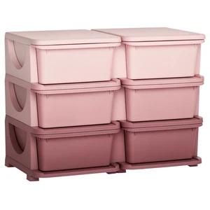 HOMCOM Kids Storage Units with Drawers 3 Tier Chest Dresser Tower Pink - Picture 1 of 11