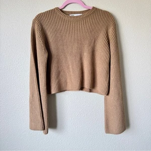 Suéter Zara Tostado Manga Campana Recortada Para Mujer S Otoño Informal Clásico De Gran Tamaño - Imagen 1 de 7