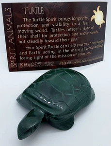 CONGO TORTUGA FUGURINA PIEDRA PRECIOSA MALAQUITA TALLADA 2 3/4" - Imagen 1 de 5