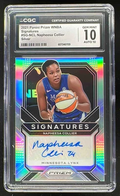 2021-22 Panini Prizm WNBA Signatures Silver #SG-NCL Napheesa Collier Auto CGC 10 - Image 1 of 2