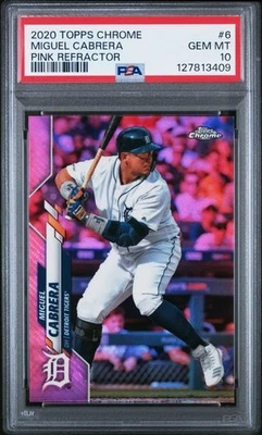 MIGUEL CABRERA 2020 Topps Chrome PINK REFRACTOR #6 PSA 10 GEM MT C: 3409 - Image 1 of 2