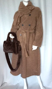 Woll Mantel Flanell Fleece Walk Binde Kurzmantel Schal Camel 36,38,40,42 Neu - Bild 1 von 18