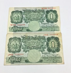 1950's One Pound £1 Banknotes PS Beale 2 Items VGC CN6 P681 - Picture 1 of 8