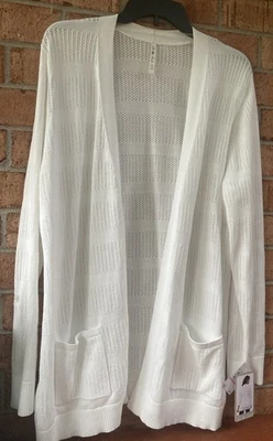 Nuevo con etiquetas Cárdigan Suéter Tejido Blanco XXL Leo & Nicole Mujer Frente Abierto Foto 1 de 4