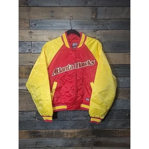 ATLANTA HAWKS G3 HARDWOOD CLASSICS VARSITY STYLE NBA JACKET CARL BANKS WOMENS M - Picture 1 of 13