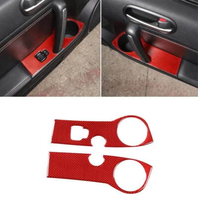 Red Carbon Fiber Door Armrest Panel Cover Trim For Mazda MX-5 Miata 2009-2015 - Image 1 of 4