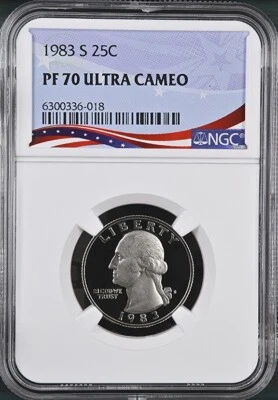 1983-S Washington Proof Quarter, Graded PF70UC by NGC * OSR Patriotic Label! - Image 1 of 4