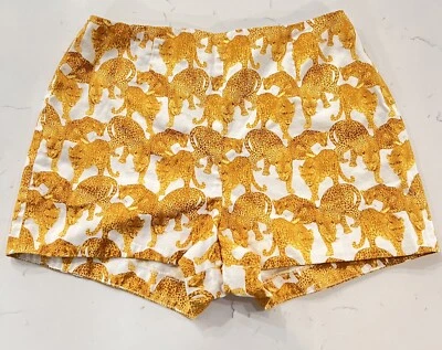 Raro Pantalones Cortos Gianni Versace Versus Estampado Leopardo Blanco/Amarillo XS Foto 1 de 4