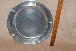 VTG International Pewter 12 1/2" Tray Dinner Plate With Scalloped Edges 277 70-1 - Picture 1 of 8