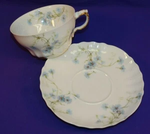 ANTICA TAZZA E PIATTINO THEODORE HAVILAND LIMOGES VUOTO 126 SCHLEIGER 1019 BLU - Foto 1 di 6