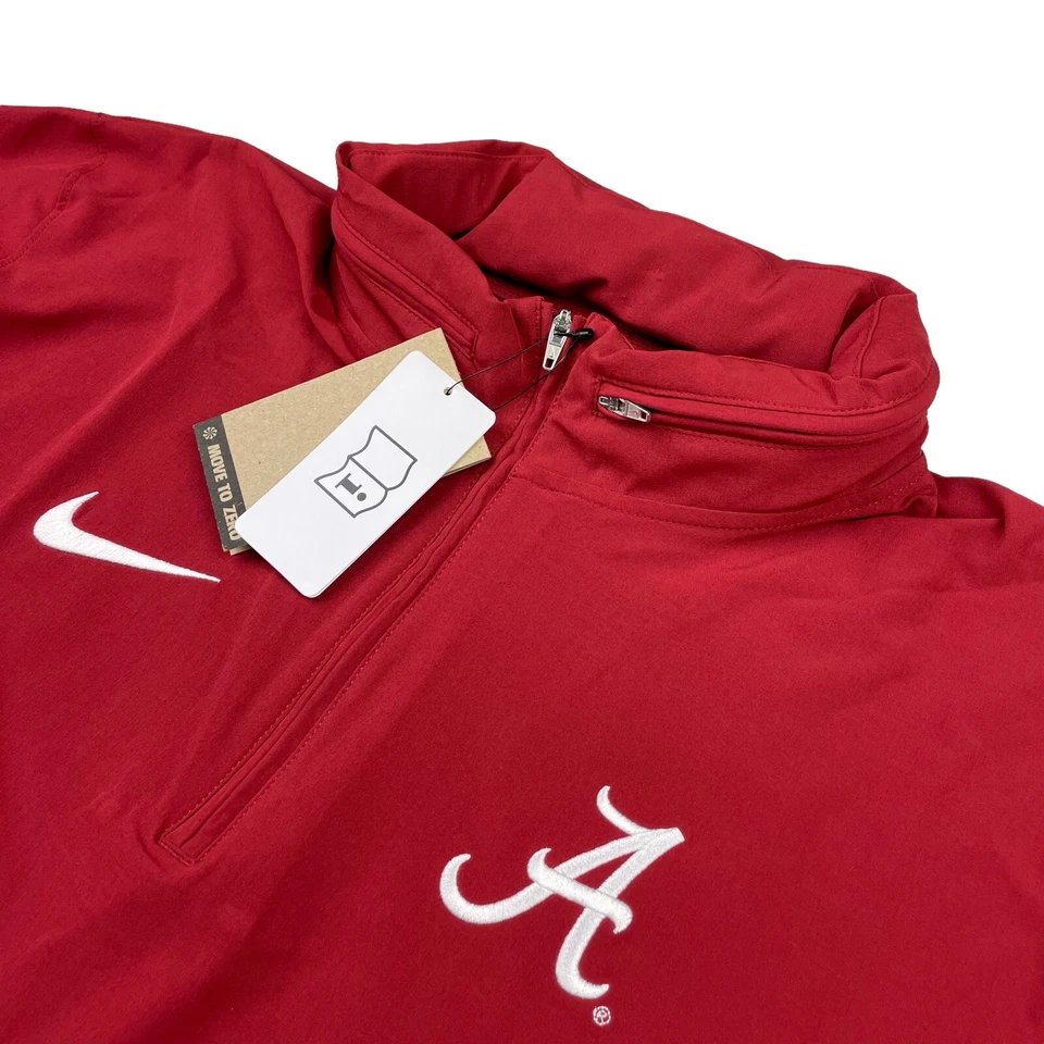 Nike Alabama Crimson Tide 1/4 Zip Hooded Jacket Men's L Maroon Red DV6754