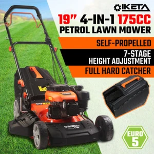 19'' Lawn Mower 175cc Petrol Self-Propelled Push Lawnmower 4-IN-1 Grass Catcher - Picture 1 of 10