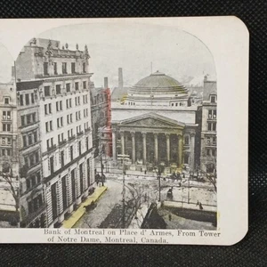 Vintage Stereoview Bank Of Montreal Place D' ARMES Montreal Canada Tower Notre - Picture 1 of 3