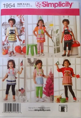 DELANTALES DISFRACES INFANTILES Simplicity 1954 tallas S-L patrón de costura nuevos/sin cortar Foto 1 de 2