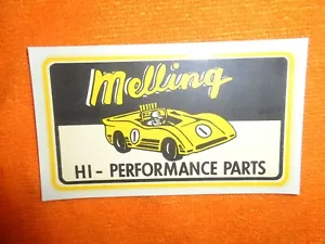 MELLING HI-PERFORMANCE PARTS RACING CAR WATER DECAL NEW ORIGINAL! VINTAGE 4 1/2 - Picture 1 of 3