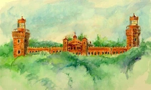 Navesink Twin Lights Fridge Magnet. Highlands, New Jersey. Watercolor Landscape. - Picture 1 of 2