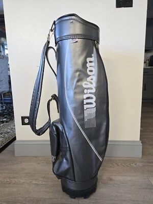 Carro de golf vintage Wilson de cuero con 1 divisor bolsa de golf gris 3 pies Foto 1 de 4