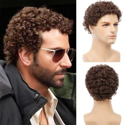 Peluca rizada afro pelo corto cosplay color marrón pelo sintético peluca para hombre EE. UU. Foto 1 de 4