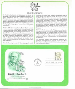 1984 Frank Laubach, literacy reading, Benton Pa Sc 1864 FDC Info Page PCS - Picture 1 of 1