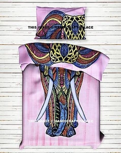 Elefant Pink Bohemian Zwilling Größe Wende Bettwäsche Decke Bettbezug Set Deko - Bild 1 von 4