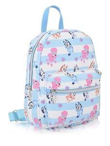Bluey Mini Faux Leather Pink Backpack With Characters - Picture 1 of 8