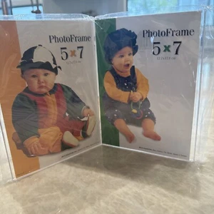 Clear Acrylic 5x7 Self Standing Double Picture Frames Family 👪 Limited Edition - Picture 1 of 4