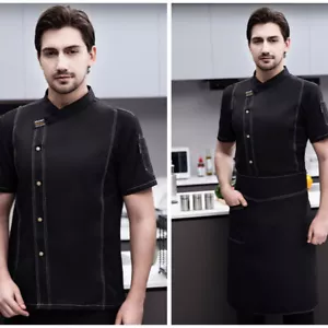 Unisex Chef Jacket Coat Uniform Kitchen Short Sleeve Cooking Restaurant Top - Picture 1 of 34