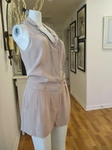 Elizabeth and James NWT $375 blush pink button front 100% silk Romper Size 2 - Picture 1 of 6