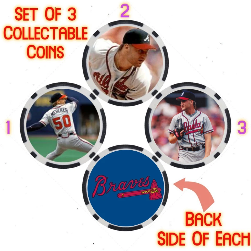 KENT MERCKER - JUGADOR DE BÉISBOL LEGENDARIO DE LOS BRAVOS - JUEGO DE MONEDAS COLECCIONABLES Foto 1 de 2