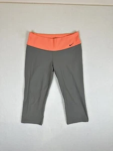 Nike Legend Dri Fit Slim Capri Crop Leggings Size Medium Grey Orange - Picture 1 of 12