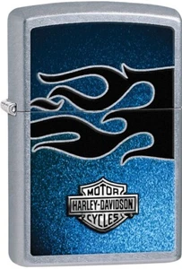 Zippo Harley Davidson mit blauen Flammen schwarzer Hintergrund Street Chrome 28822 NEU - Bild 1 von 1
