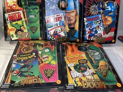 Lote de 6 ToyBiz Marvel Comics famosas séries de capas "Doutor Destino e Thor" e mais - Imagem 1 de 4