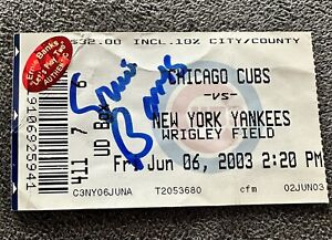 Ernie Banks Cubs vs Yankees 2003 Autographed Signed Ticket Stub Wrigley Field
