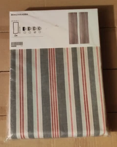 Ikea BERGSKRABBA 2 Gardinenschals, Blau/rot gestreift, 145x300 cm Neu - Bild 1 von 2