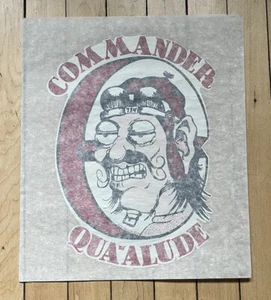 Lot 20 “ COMMANDER QUAALUDE 714” IRON-ON TRANSFER FOR T SHIRT -1974 - Rare !! - Picture 1 of 3