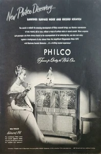 1947 Philco radios anuncio de colección destierra ruido superficial y rasguño discográfico - Imagen 1 de 1