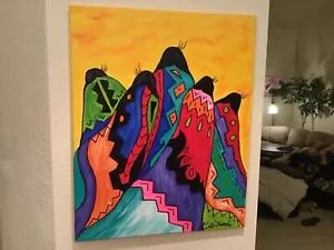 Lot# 1688. Sioux Acrylic 16 x 20 Painting by Kathy Kills Thunder - Picture 1 of 10
