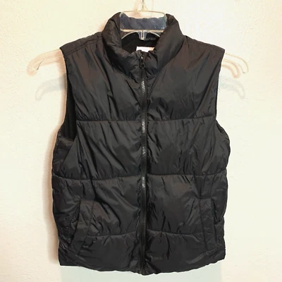 Antiguo Chaleco Puffer Azul Marino Chaqueta Negro Cremallera Completa Acolchado Juvenil Talla Grande (10-12) Simulado Foto 1 de 4