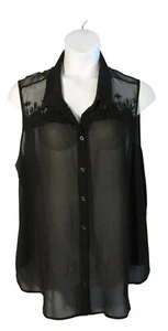 Torrid 4 4X schwarz fließendes Shirt Top Bluse transparent Blumen Detail - Bild 1 von 4