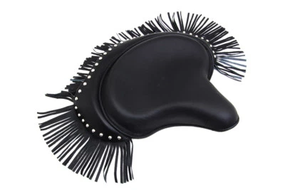 Black Deluxe Solo Seat with Fringe Skirt for 1929-84 Harley Davidson motorcycles - Image 1 of 4