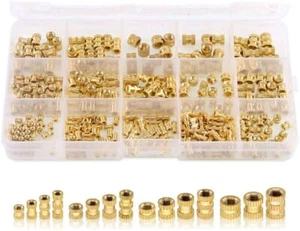 600 Pcs M2 M3 M4 M5 Female Thread Brass Threaded Insert Nuts Assortment Kit - Picture 1 of 6