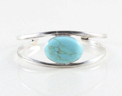 Sterling Silver Turquoise Cuff Bracelet 7 1/4" Adjustable  925 ATI Mexico - Image 1 of 4