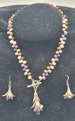 Erica Zap Sterling  And Pearl Necklace And Earring Set. Gorgeous.  Front Closure - Image 1 of 4