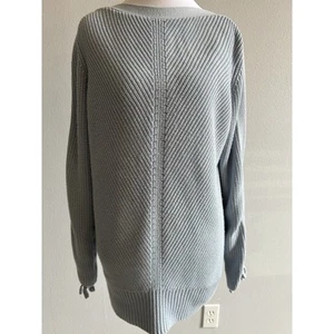 Maglione donna Ivanka Trump blu chiaro maglia pastello incrociato manica lunga grande - Foto 1 di 10